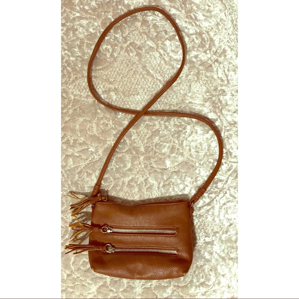 Over the shoulder brown leather purse